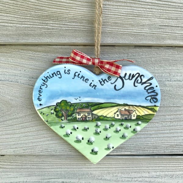 Ceramic heart hanging decoration
