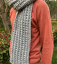 Hand knitted chunky rib alpaca blend scarf