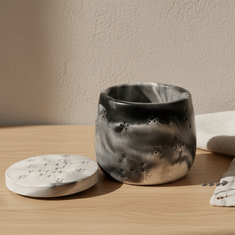 Black White and Grey Marbled Jewellery Box - Constellation Trinket Pot STP14