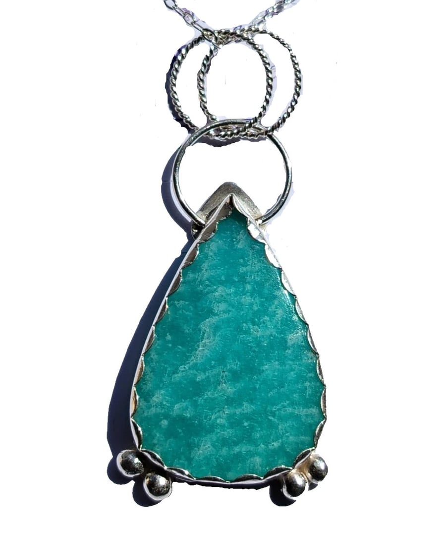 Amazonite Necklace Fine & Sterling Silver Jewellery Gift Teardrop Pendant