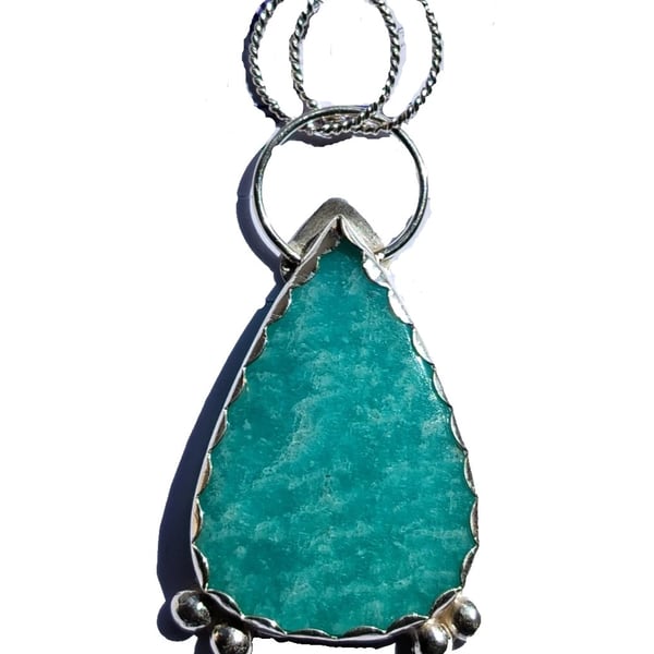 Amazonite Necklace Fine & Sterling Silver Jewellery Gift Teardrop Pendant