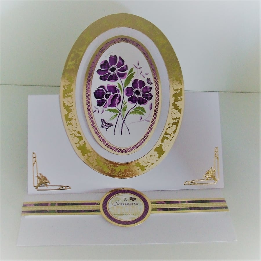Handmade Card For Any Occasion, Purple Anemone, To Someone Special
