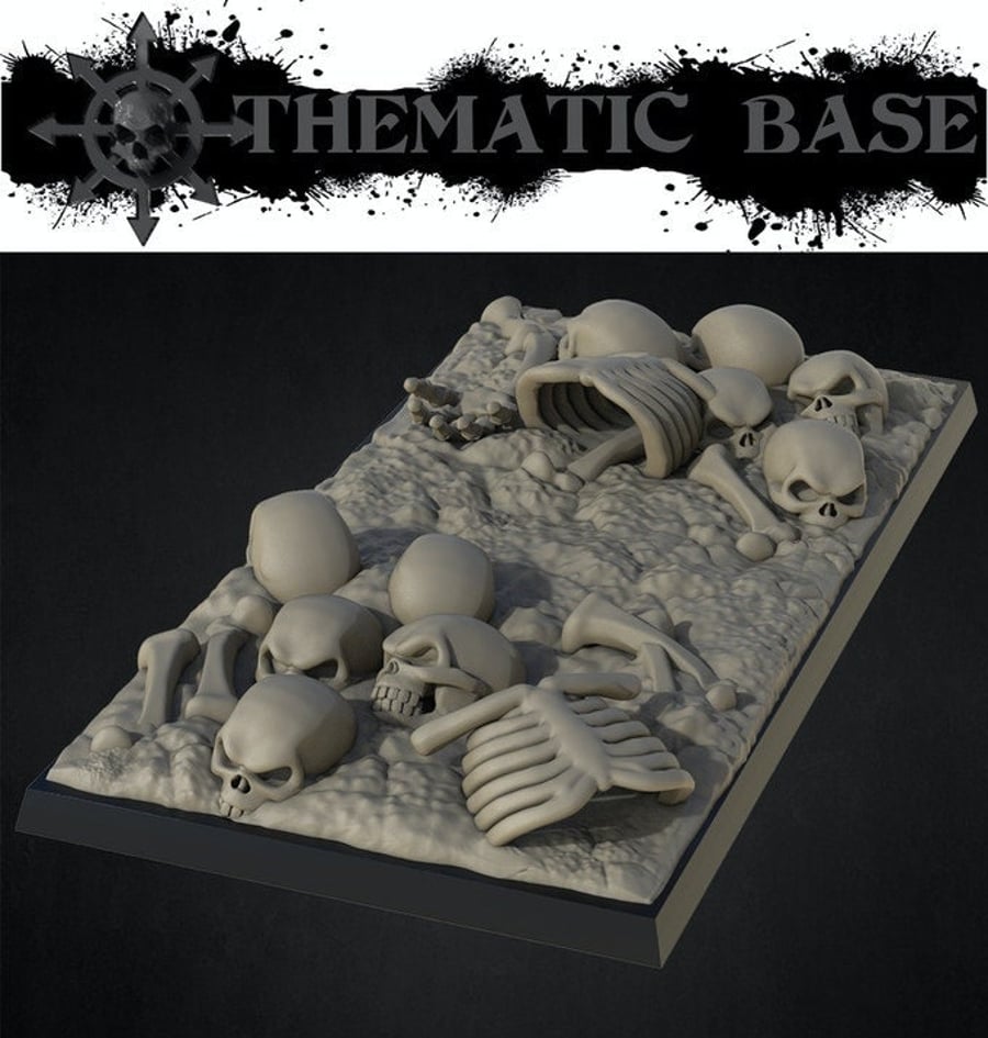 Skeleton theme base 50mmx 100mm base resin cast miniatures 3d prints