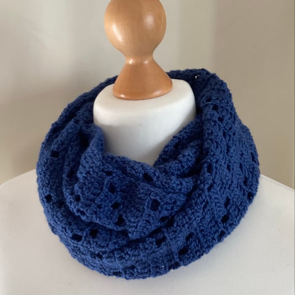 Infinity circle scarf in wool &silk blend colour Regal Blue