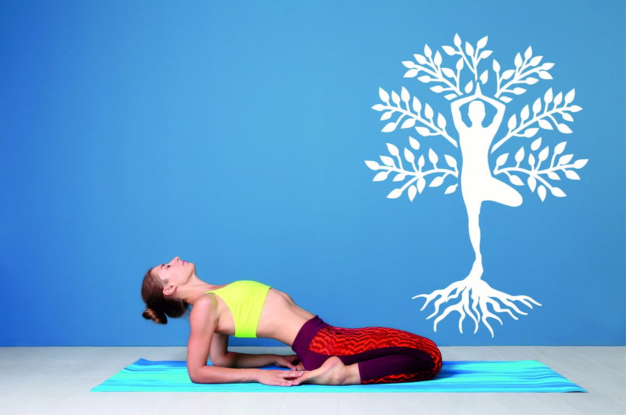 Yoga Vrksasana Tree Pose Meditation Decor Vinyl Wall Sticker Decal Bedroom