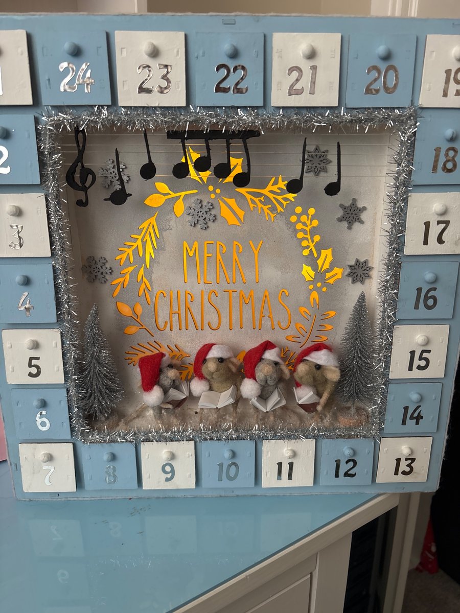 Needle felt singing mice advent calendar 
