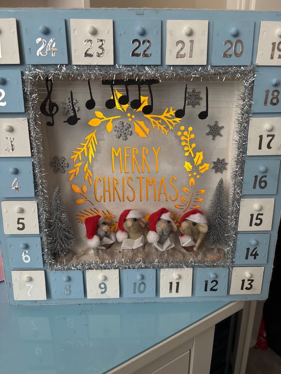 Needle felt singing mice advent calendar 