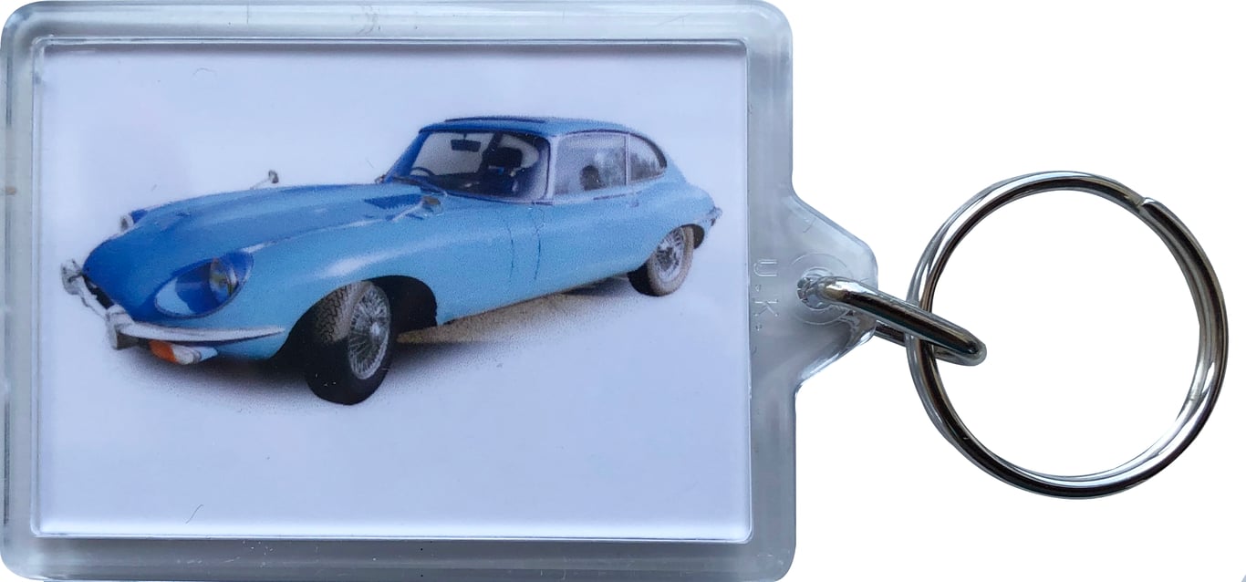 Jaguar E-Type Mk2 Coupe 1970 - Keyring with 50x35mm Insert - Car Enthusiast