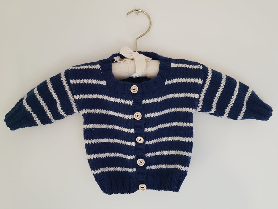 Navy and Cream Cardigan age 6-12 months