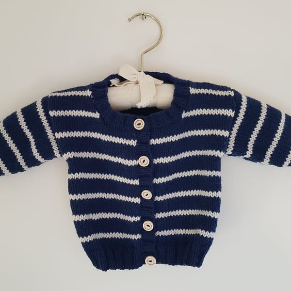 Navy and Cream Cardigan age 6-12 months