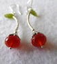 Orange Blossom Flower Bud Earrings with Vesuvianite Leaf, Sterling & Fine Silver - Image 9