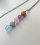 Steel Wire Wrapped Five Gemstone Crystal Pendant Necklace  - Image 1