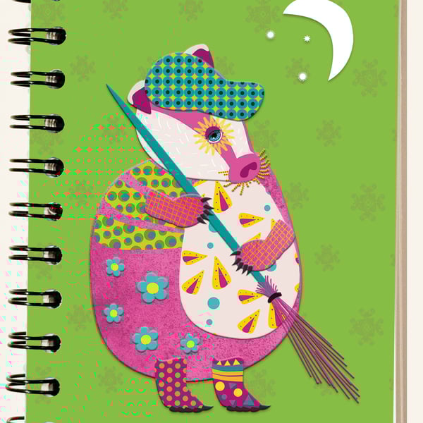 Badger with a Broom Handmade A6 Notebook
