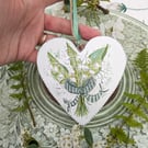 Lily of the valley wooden decoration May birth flower gift 
