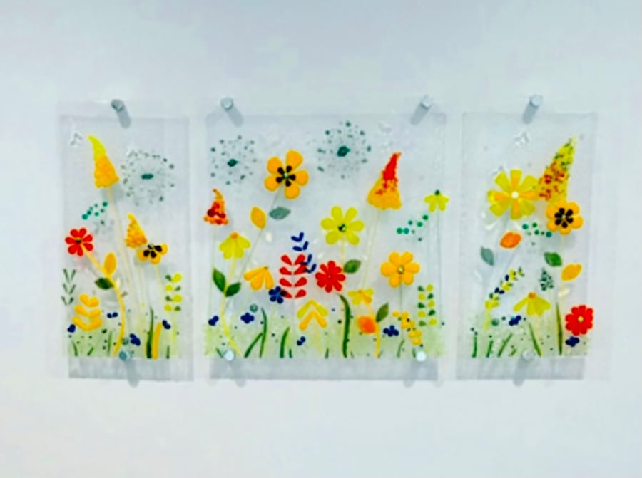  Fused glass  flowers glass art- bespoke to your colours