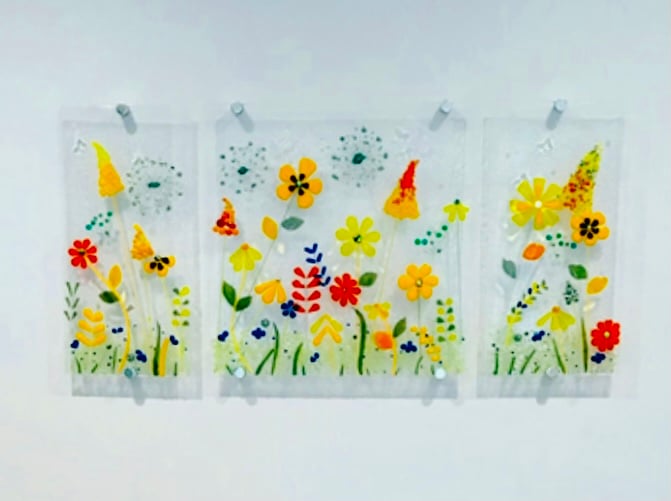  Fused glass  flowers glass art- bespoke to your colours