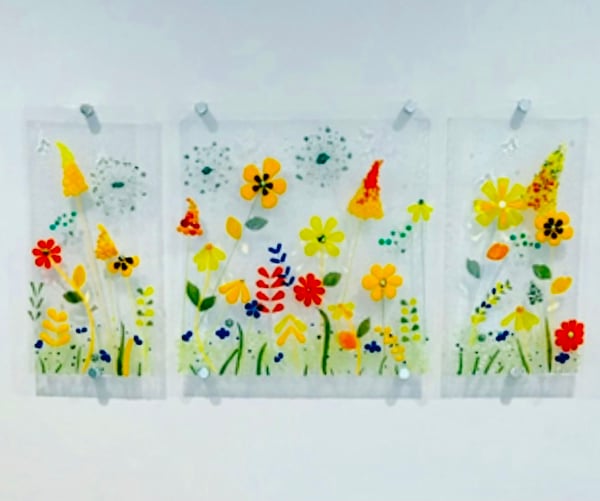  Fused glass  flowers glass art- bespoke to your colours