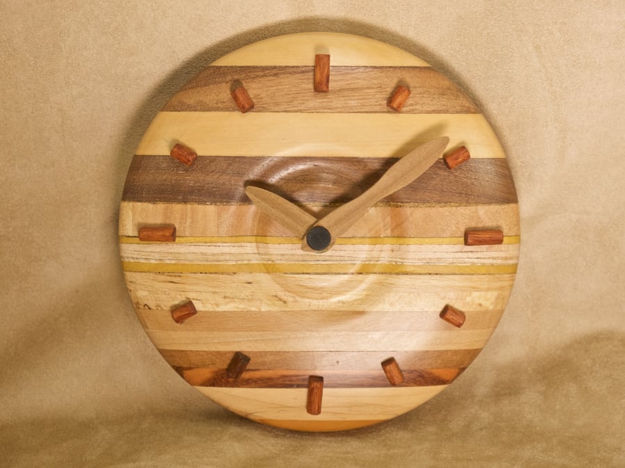 Circular wood wall clock made on Orkney, pr477