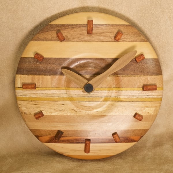 Circular wood wall clock made on Orkney, pr477