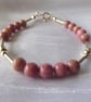 Rhodochrosite & Sterling Silver Bracelet