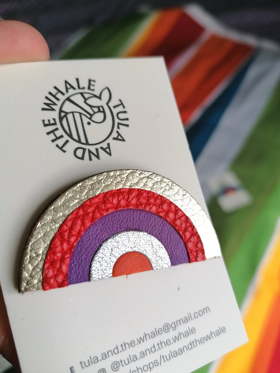 Rainbow Badge, Upcycled Leather Brooch, Colourful Rainbow Gift