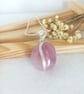 Rose Quartz Necklace - Wire Wrapped Rose Quartz Tumble Stone - Heart Chakra 