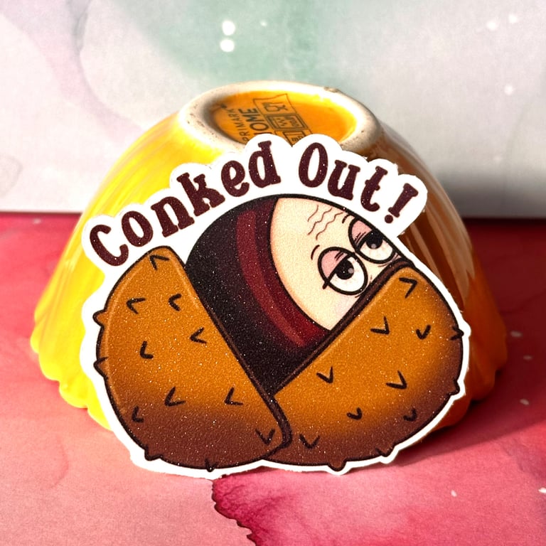 Die Cut Glitter Sticker - Conked Out