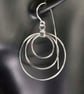Silver Triple Hooped Drop Earrings - Image 7