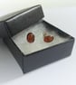 Sterling silver stud earrings with Baltic amber; November birthstone - Image 4