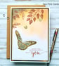 Butterfly Birthday Card - handcrafted, leaves, branches, birthday wishes