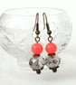 Living coral & crystal vintage style earrings - Image 3