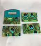 Peacock feathers card case, Peacocks travel pass holder, Handmade - Image 5
