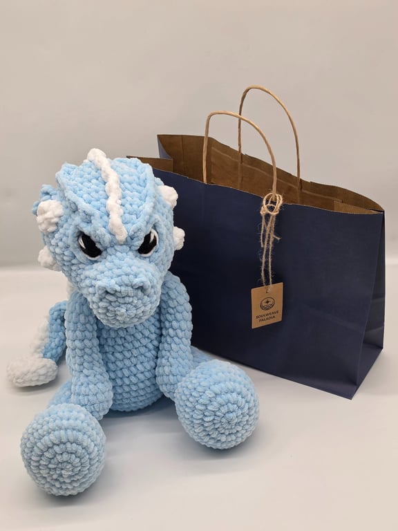 Handmade Crochet Dragon - Chunky Chenille Plush