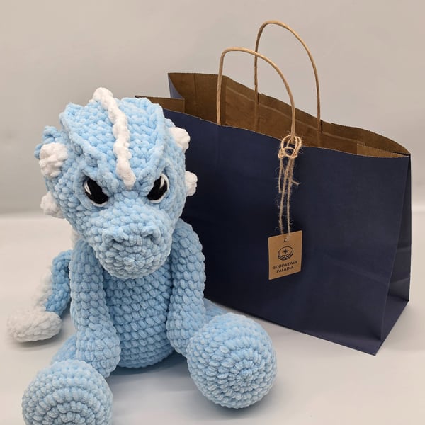 Handmade Crochet Dragon - Chunky Chenille Plush