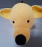 Yellow crocheted bear trophy head with hanging loop - Image 4