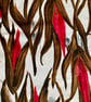 Midcentury Retro Leaves Red Brown 50s 60s Vintage Fabric Maximalist Style