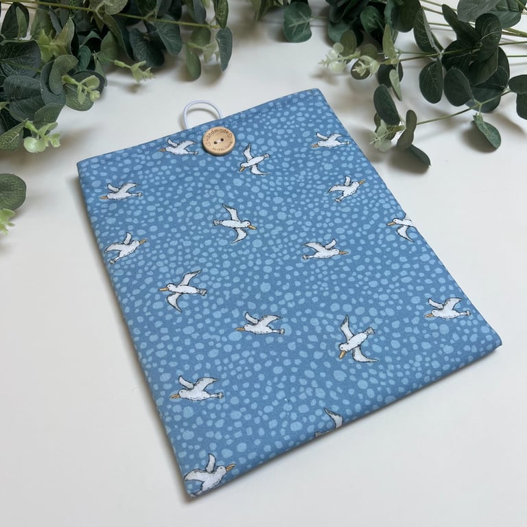 Handmade Padded Book Bag:  Seagull Book Cover, Book Protector