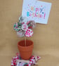 Fabric flower cake topper, party decoration, flower on a stick, free UK postage - Image 1