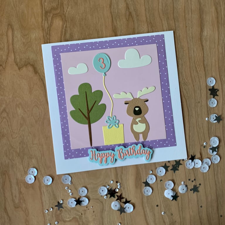 Handmade 3 year old Birthday Card