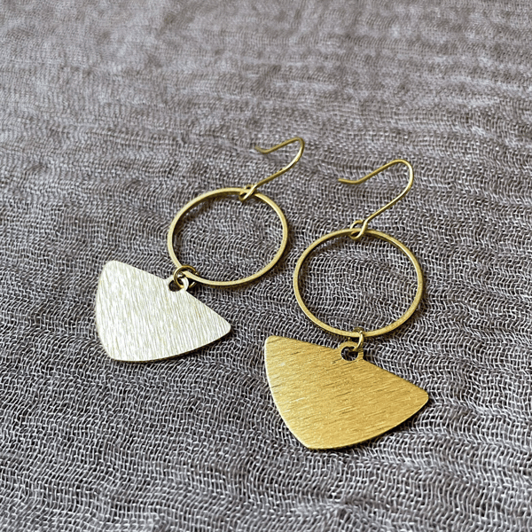 Abstract brass earrings, gold earrings, gift for her, handmade jewellery