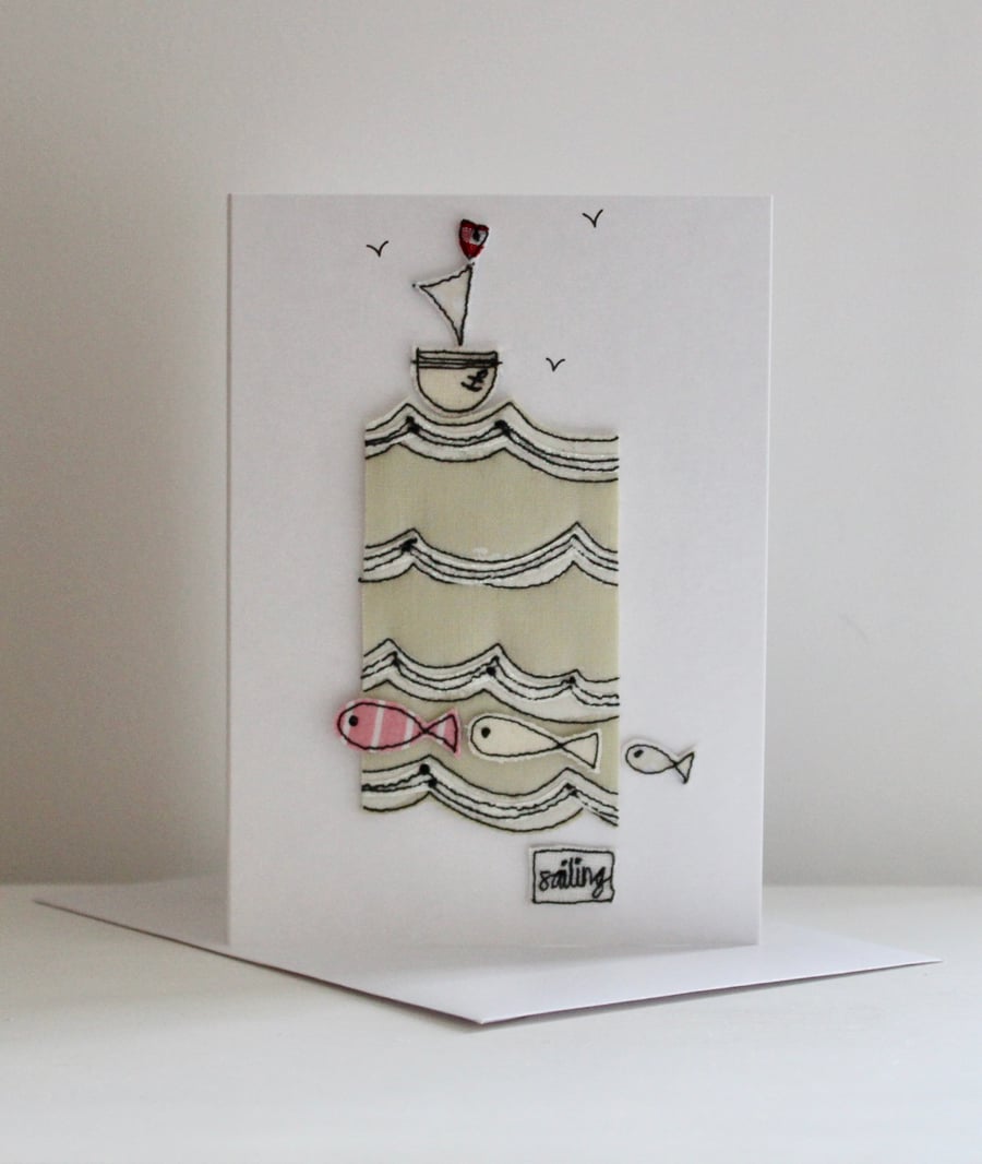 'Sailing' - Handmade C6 Blank Card