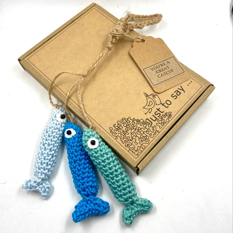 Three Little Crochet Sardines 