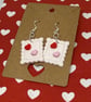 Polymer clay heart stamp dangly earrings