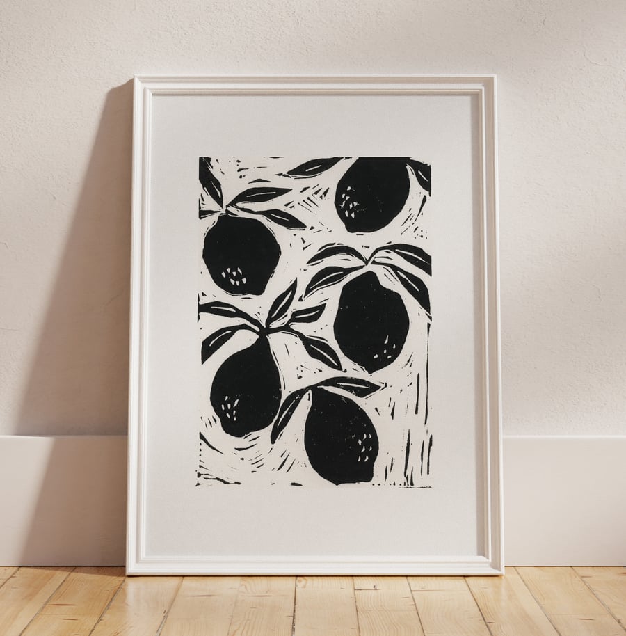 Lemons Giclée Print I Black and White I Unframed I A4