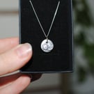 Solid sterling silver necklace chain Ceramic sun moon pendant handmade celestial