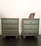 2x Upcycled Sage Green Bedside Cabinets - Image 3