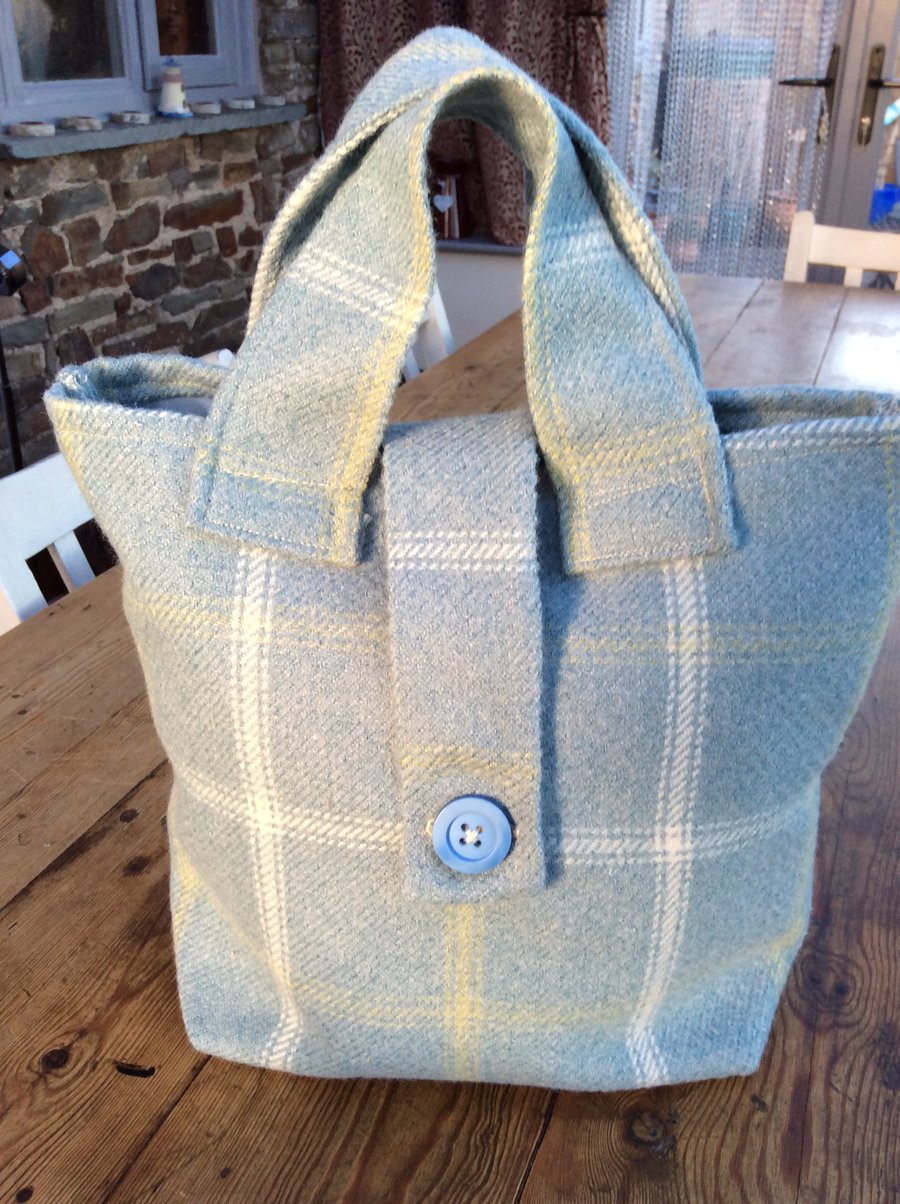 Handbag. Lewis Wool Blue and Yellow Check. Coast Meets Country.