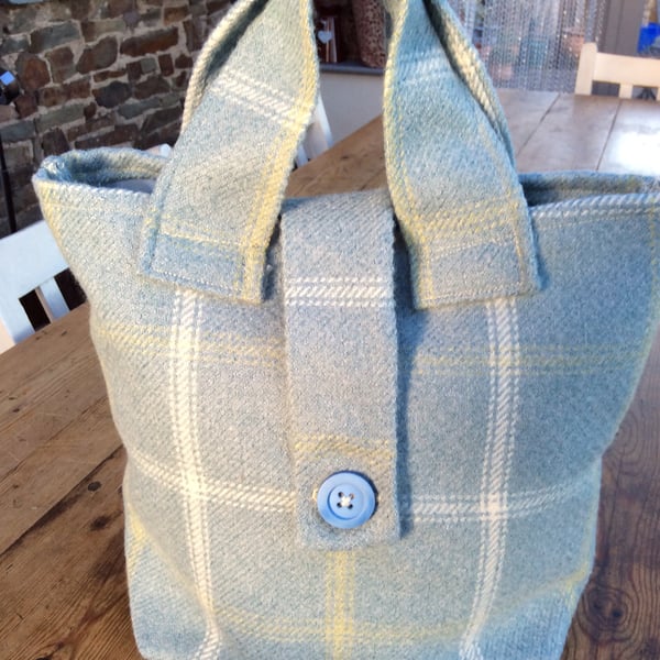 Handbag. Lewis Wool Blue and Yellow Check. Coast Meets Country.