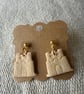 Polymer clay sandcastle dangly studs 