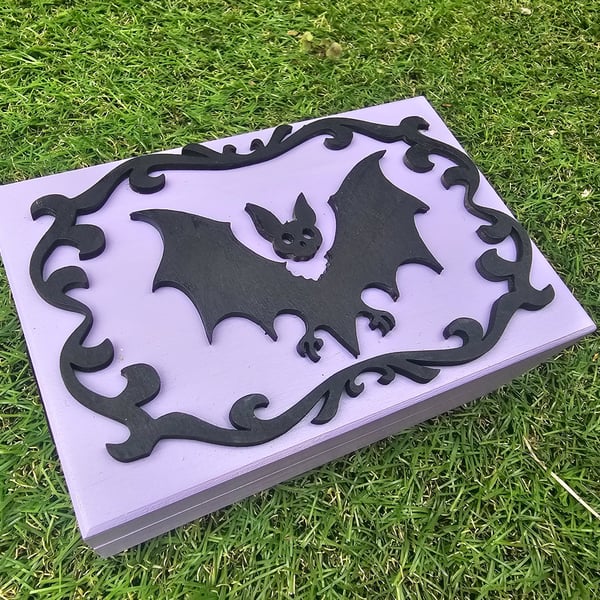 Homemade Headless Bat Wood Trinket Box